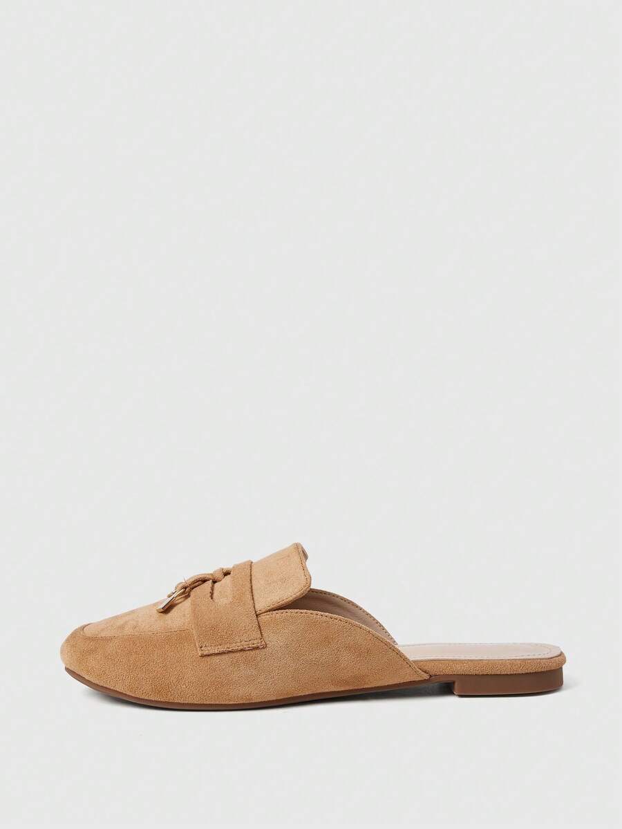 Sleekvia New Fashionable Commuting Versatile Closed Toe, Soft Sole Slip-On Loafer Mules Shoes Slouchy People Shoes - Apricot - View 1
