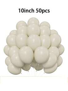 100 10/12-Inch Sand White Latex Balloons, Helium Balloons, Suitable For Birthdays, Graduations, Baby Showers, Weddings, And Holiday Party Decorations, With White Ribbons - White - View 10