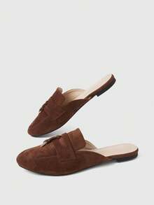 Sleekvia New Fashionable Commuting Versatile Closed Toe, Soft Sole Slip-On Loafer Mules Shoes Slouchy People Shoes - Brown - View 3