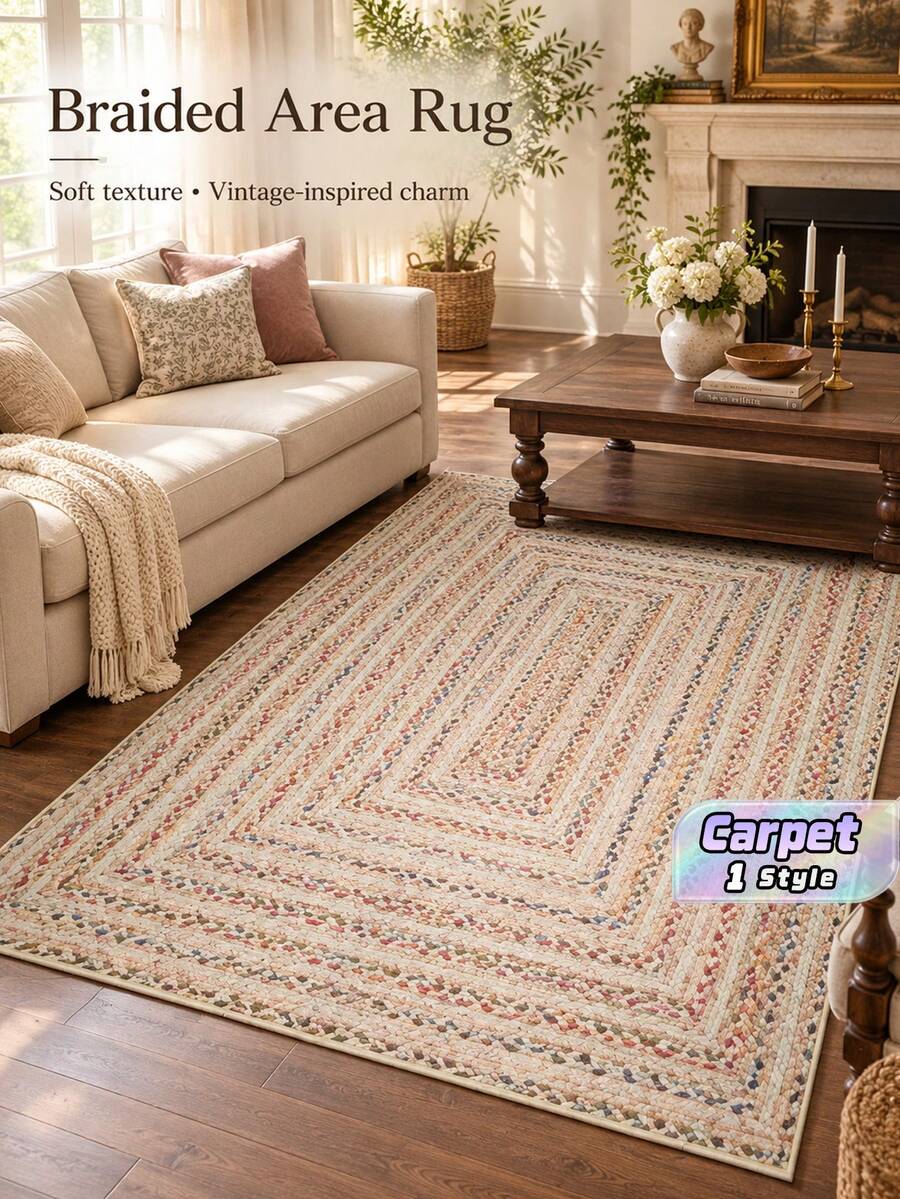 1 Piece, Large Bohemian-Style Area Rug - Soft, Multi-Colored Striped Design, Suitable For Living Rooms, Bedrooms, Offices, And Can Be Used Indoors And Outdoors. Living Room Rug - A - View 1
