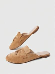 Sleekvia New Fashionable Commuting Versatile Closed Toe, Soft Sole Slip-On Loafer Mules Shoes Slouchy People Shoes - Apricot - View 3