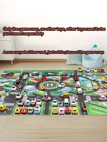 Large City Traffic Toy Map, Waterproof Moisture Resistant Interactive Route Play Mat, Educational Road Map For Teens, Ideal Room Decoration, Sturdy Foldable Floor Mat For Home Bedroom Playroom, Easy Clean Traffic Route Learning Mat - Urban Transportation - View 6