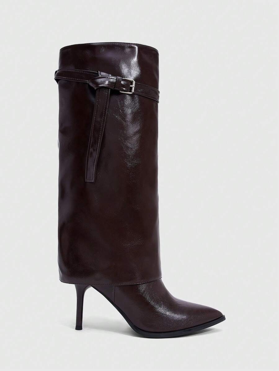 Daringsoles Women's High-Heeled Boots, Pointed Stiletto Boots, Fashionable Pointed Boots, Suitable For Daily Commuting, Parties And Gatherings - Brown - View 1