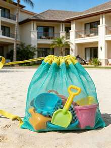 1 Mesh Beach Bag Shell Series Zipper Adjustable Strap For Shells Toys Swimming Gear Cruise Travel Camping Summer Holiday Must Have Accessory - Beach bag - View 4