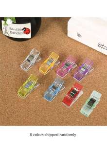 40/100/200pcs Random Color Sewing Clips Colorful Clips Multipurpose Plastic Craft Crocheting Knitting Clothing Clips Color Binding Clips Paper With Rotary Cutter - Multicolor - View 3