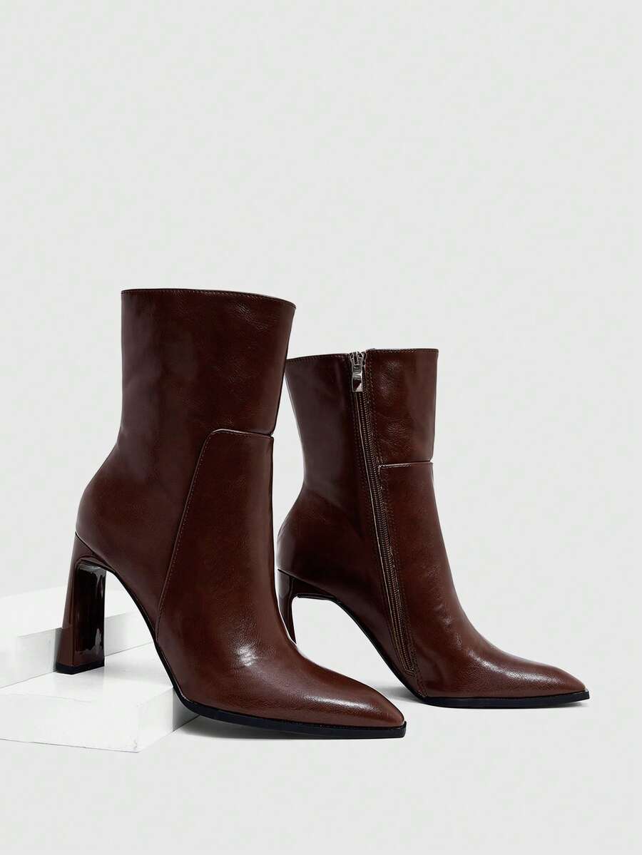 Daringsoles New Women's High-Heeled Boots, Fashionable For Commuting Dates, Suitable For Spring, Autumn And Winter - Brown - View 1