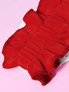 Strawberry Shortcake X SHEIN Cartoon Embroidered Polka Dot Bow Lace Plush Elastic Hair Band, Single Piece - Strawberry Doll - View 5