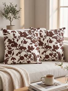 1 Piece, Chenille Jacquard Pillow Cover, Brown Retro Flower Pattern, Warm And Comfortable, Zipper Seal, No Pillow Core, Suitable For Autumn, Winter And Room Decoration. - Brown - View 8