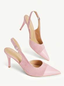 CUCCOO CHICEST Color Matching Pointed Stiletto Commuting Elegant Pink Women's High Heel Shoes Dating Afternoon Tea - Pink - View 4