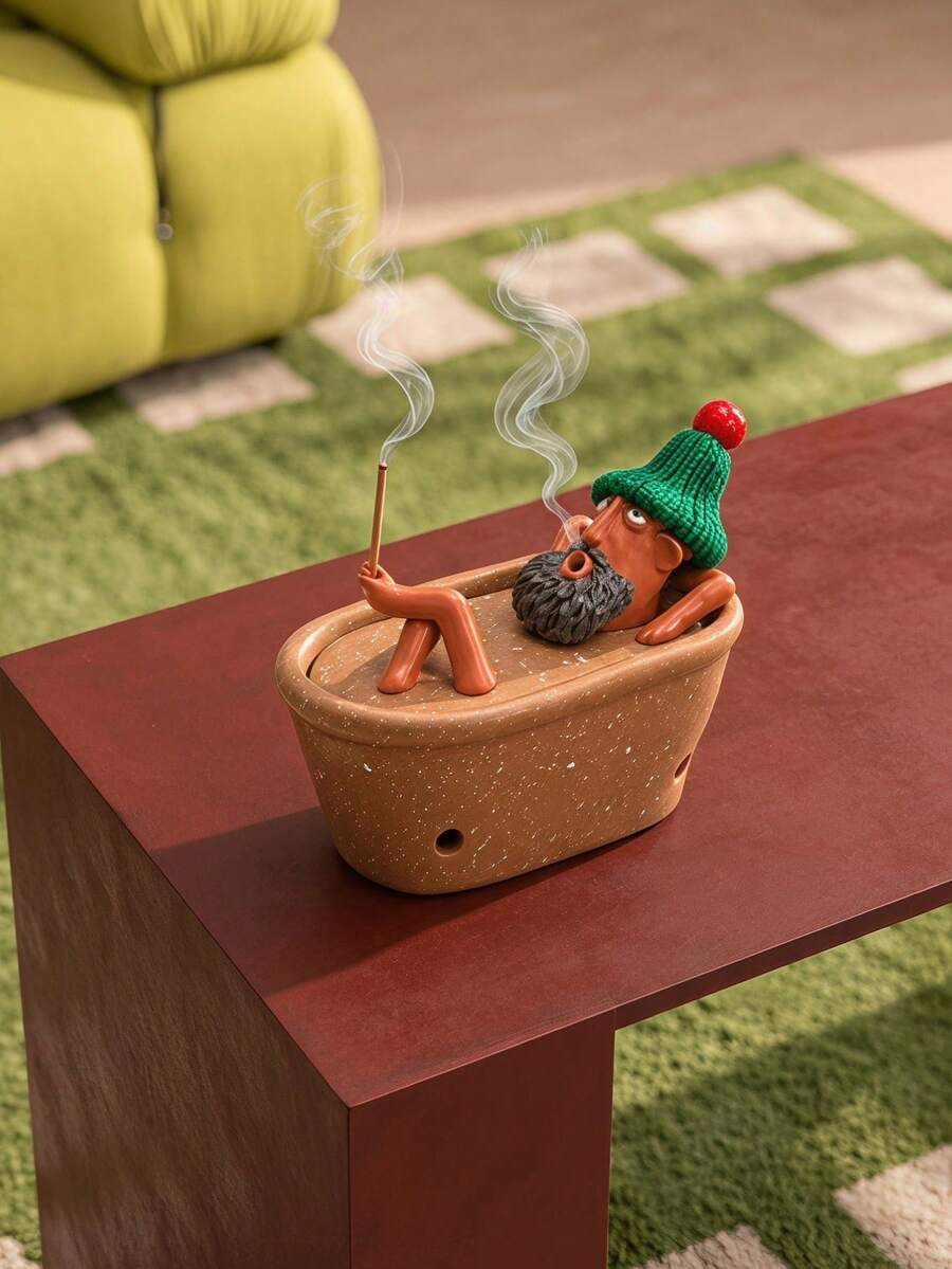 Joivida 1pc Bathing Man Shaped Ceramic Incense Holder, Funny & Quirky Style, Stick Incense Burner, Home Desktop Incense Diffuser Stand, Decorative Ornament Gift, Festive Atmosphere Decoration, Practical Household Item - multicolor - View 1