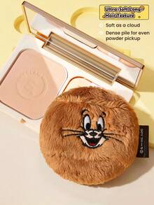 TOM & JERRY X SHEIN Cartoon Cat & Mouse Plush Powder Puff, Fluffy Makeup Puff For Loose Powder, Setting Powder & Compact Powder, Gentle On Skin, Ideal For Daily Makeup & Travel - Brown - View 1