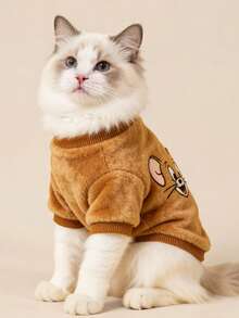 TOM & JERRY X SHEIN 1 Cute Cartoon Pattern Printed Plush Top, Plush Sweatshirt, Cat Clothes, Dog Clothes, Size XXS-XXXXL, Extra Small, Extra Large. - Multicolor - View 14