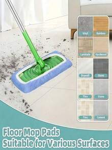 1SET High Absorbent Durable Washable Reusable Dry Wet Use Flat Mop Pads Covers Compatible With Most Flat Mops Mop Head Not Included For Hardwood Floor Cleaning Home Kitchen Bathroom Office Floor Care Tool Delicate Surface - multicolor - View 4