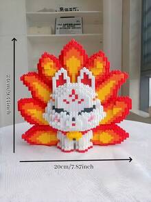 POKOJA LAND 1pc Interlocking Fox Figurine - Structural Pixelated Art Piece - Aesthetic Room Decor For Cozy Home Office Bedside - Sentimental Gift For Women Men Friends - Multicolor - View 12