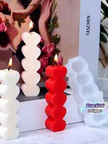 1pc Heart-Shaped Candle Mold Suitable For Holiday Atmosphere Decoration - White - View 1