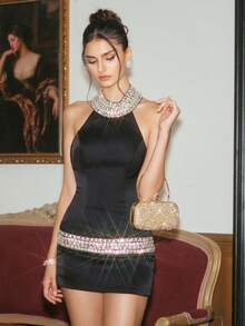 Soiraine Ladies Fashionable Luxury Exquisite Shining Gold Rhinestone Clutch Handbag Carry Dinner Bag, Elegant Wedding Party Ball Banquet - Gold - View 8