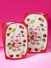 Strawberry Shortcake X SHEIN Polyester Fiber Foldable Storage Basket - Pop-Up Portable Storage Basket, Household Multi-Functional Storage Box, Suitable For Clothing, Toys, Sundries Sorting, Light, Durable And Easy To Clean, Suitable For Bedrooms, Living Rooms, - Beige - View 2