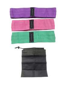 3 PiecesResistance Band Set, Non-Slip Elastic Exercise Bands For Legs, Body Stretching, Workout, Yoga, Made Of Fabric, Multiple Colors (Pink, Purple, Green), Multi-Level Tension, Squat Booty Resistance Loop Bands For Fitness, Yoga - Multicolor - View 11