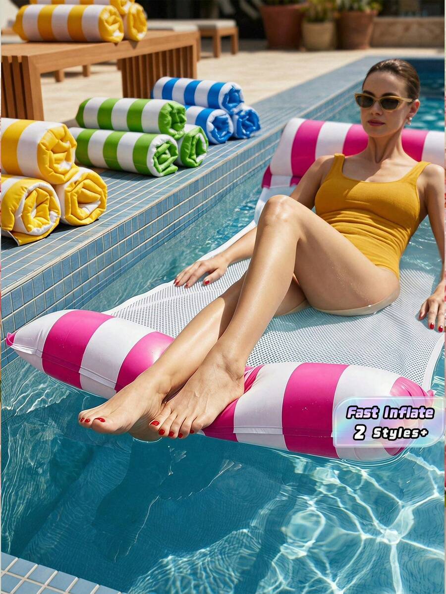 1/2PCS Adult PVC Inflatable Floating Lounge Chair, Portable Comfortable Durable Lightweight Relaxing Quick-Inflate, Perfect For Pool Beach Party, Ideal For Adults, Summer Pool Party - multicolor - View 1