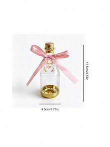12/20 Optional Mini Transparent Champagne Bottle Collection Container With Gold Lid, Comes With Ribbons And Cards, Wedding Bridesmaid Gift Box, Suitable For Candy Storage At Birthdays, Valentine's Day, And Christmas Parties - Pink - View 3