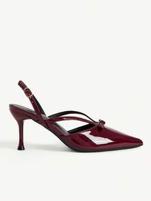 CUCCOO CHICEST Burgundy Patent Leather Back Empty High Heels Women - Burgundy - View 3