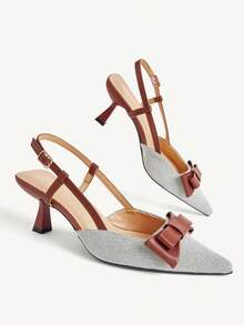 CUCCOO CHICEST Women's Heel With High Heels, Contrasting Bow Upper Tip, Ankle Strap, Suitable For Wedding Commute Party Work Dress Shoes - Burgundy - View 4