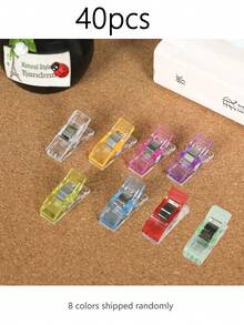 40/100/200pcs Random Color Sewing Clips Colorful Clips Multipurpose Plastic Craft Crocheting Knitting Clothing Clips Color Binding Clips Paper With Rotary Cutter - Multicolor - View 10