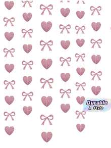 Glitter Heart Bow Decorations, 24PCS, Hanging Ornaments For Valentine's Day, Wedding & Birthday Party Backdrop, Pink Garland - pink - View 1
