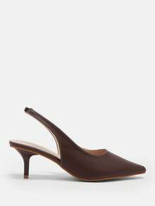 CUCCOO CURVES Ladies Pointed Electroplated Fine Heel Fattened Wide Last Brown High Heel Shoes - Coffee - View 2