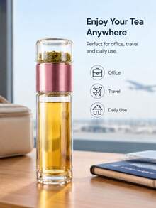 500毫升便携式玻璃茶杯，带滤网 - 4种时尚颜色 - 适合办公室、旅行和日常使用 - 彩色 - 查看 4