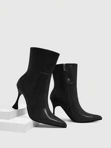 Daringsoles New Women's High-Heeled Boots, Fashionable For Commuting Dates, Suitable For Spring, Autumn And Winter - Bright black - View 1