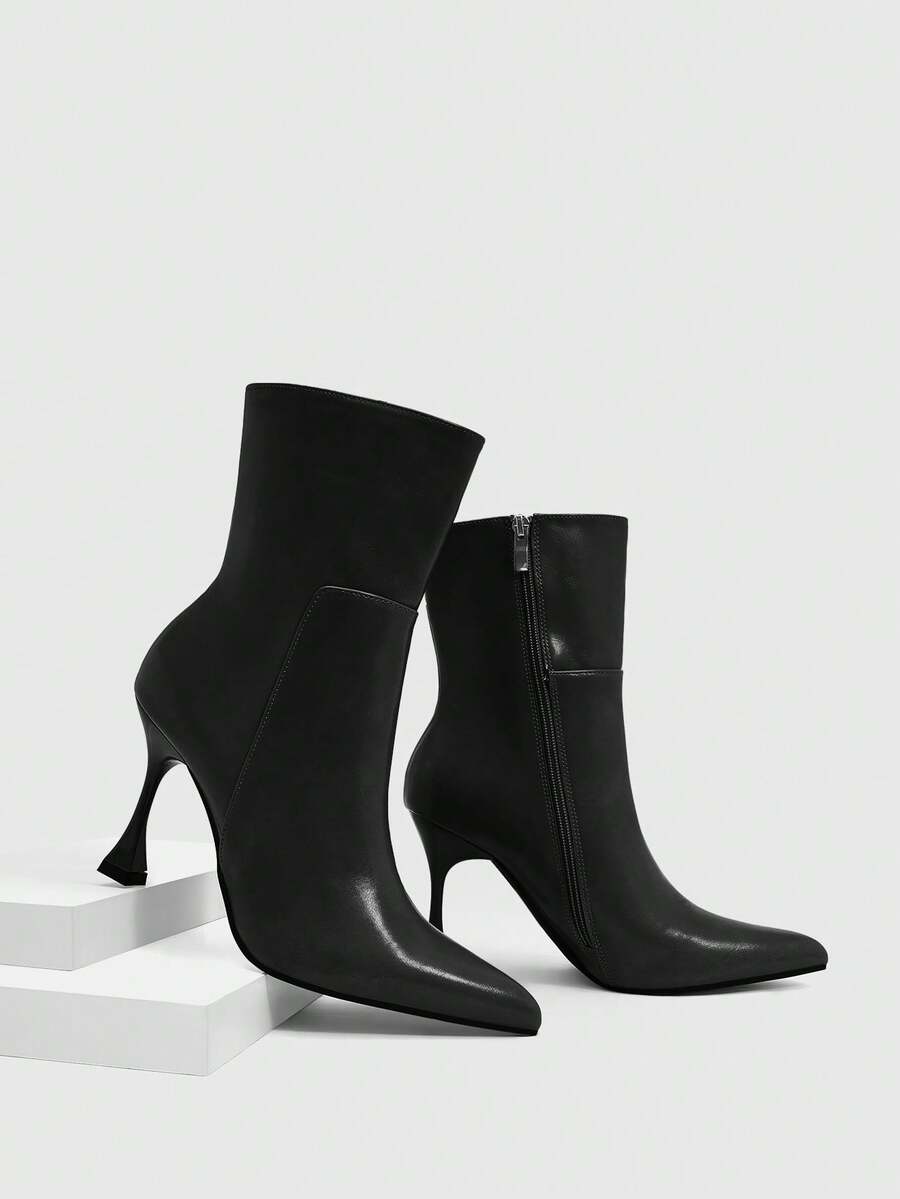 Daringsoles New Women's High-Heeled Boots, Fashionable For Commuting Dates, Suitable For Spring, Autumn And Winter - Bright black - View 1