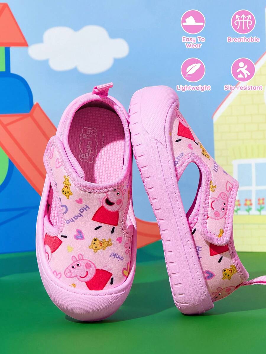 Peppa Pig X SHEIN A Pair Of Children's Sandals, Anti-Collision Toe Design, Non-Slip And Wear-Resistant Breathable Beach Sandals - Pink - View 1