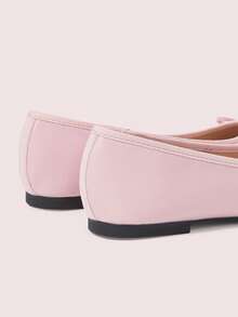 CUCCOO DOLLMOD Women's Bowknot Decorative Color-Matching Ballet Flats, Square Toe Color-Contrasting Toe Toe Slip-On Flats, Elegant Daily Office Women's Shoes - Soft pink - View 6