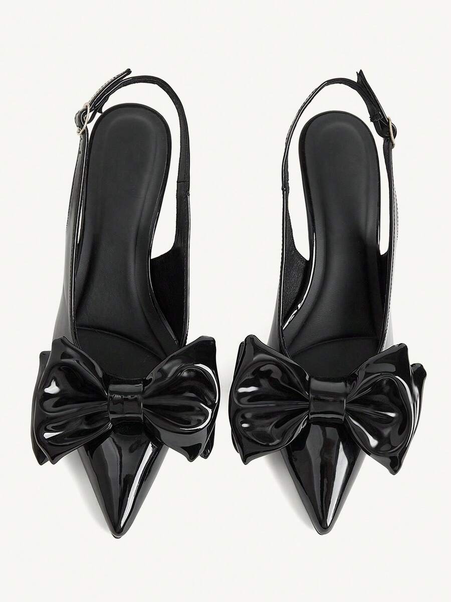 CUCCOO CHICEST Pointed Toe Fashion Elegant Elegant Bow Closed Toe Thin Heel High Heel Black Shoes - Black - View 1