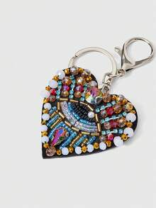 ROMWE Grunge Punk Multi-Faceted Crystal Bead Love Buckle, Colorful Center Diamond Evil Eye Pendant, Holiday Wear Atmosphere Accessories - Black - View 3