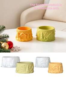 Christmas House Tree Relief Silicone Mold For Aromatherapy Plaster Candle Cup DIY Storage Display Holiday Home Decor - multicolor - View 4