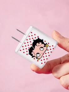 Betty Boop x SHEIN Cartoon Pattern Data Cable Protective Case, Suitable For IPhone Charger, Cute Cheese Pattern, 3-Piece Mobile Phone Data Cable Protective Case, Charger Protective Case (Excluding Data Cable) - Clear - View 6