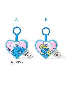 SHEIN X The Smurfs 1Pc Cute Smurf Plush Keychain, Exquisite Embroidery, Soft Material, With Round Keychain, Can Be Hung On Bags, Backpacks And Keys. - Multicolor - View 3