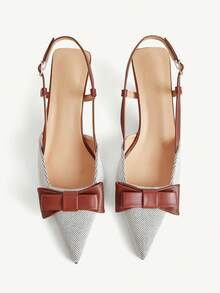 CUCCOO CHICEST Women's Heel With High Heels, Contrasting Bow Upper Tip, Ankle Strap, Suitable For Wedding Commute Party Work Dress Shoes - Burgundy - View 1