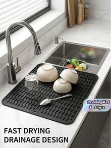 Silicone Drain Pad, Foldable Kitchen Drying Pad, Tableware Drain Pad, Sink Non-Slip Pad, Thermal Insulation, Shock Absorption, Sound Insulation, Desktop Thermal Insulation Pad, Foldable And Curly For Easy Storage, Kitchen Essentials. - Multicolor - View 1