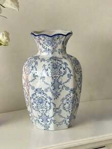 Vintage Blue And White Porcelain Ceramic Vase, Ideal For Home Living Room - Vase - View 4