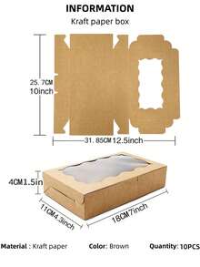 20 piezas Cajas de papel kraft con forma rectangular para ventana, para empaquetar caramelos, macarons, pastelería, bodas, fiestas, horneado, suministros escolares, alimentos, adecuado para caramelos, chocolate, galletas, decoración de otoño, etc. - Multicolor - Ver 16