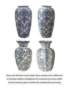 Vintage Blue And White Porcelain Ceramic Vase, Ideal For Home Living Room - Vase - View 7
