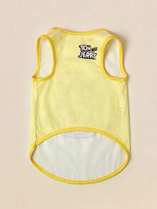 TOM & JERRY X SHEIN Cute Cat & Mouse Print Yellow Pet Vest - Yellow - View 4