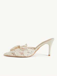 CUCCOO CHICEST Three-Dimensional Bow Lace Hollow Pointed Stiletto Commuting Elegant Apricot Women's High Heel Shoes Dating Afternoon Tea - Apricot - View 6
