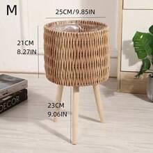 1 Nordic Creative Flower Pot For Home Gardening, Office Interior And Exterior Decoration, Weaving Crafts, Green Robe Willow Weaving Flower Pot - Brown - View 8