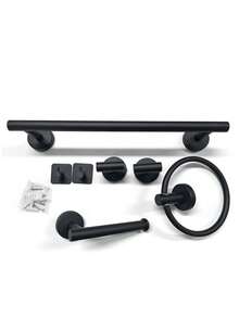 European Style Bathroom Storage Set Includes Stainless Steel Towel Ring, Towel Bar, Toilet Paper Holder, Robe Hook, Wall Hooks, And Multi-Function Hanging Rod. - Multicolor - View 10