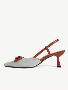 CUCCOO CHICEST Women's Heel With High Heels, Contrasting Bow Upper Tip, Ankle Strap, Suitable For Wedding Commute Party Work Dress Shoes - Burgundy - View 6
