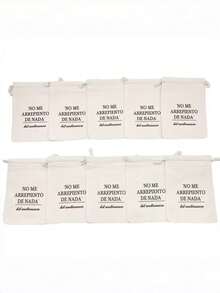 10Pcs "I Regret Nothing" Hangover Kit Bags, Spanish Theme Drawstring Gift Pouches, Bachelorette Party Favor Recovery Bags, Reusable Cotton Linen Wedding Favor Supplies - Beige - View 8